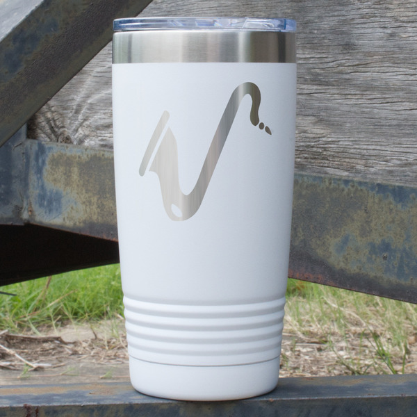 Custom Musical Instruments 20 oz Stainless Steel Tumbler - White - Single Sided