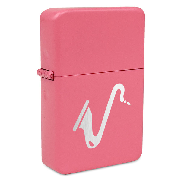 Custom Musical Instruments Windproof Lighter - Pink - Double Sided & Lid Engraved