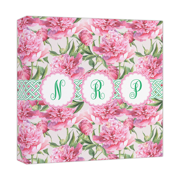 Custom Watercolor Peonies Canvas Print - 12x12 (Personalized)