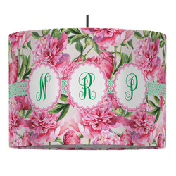 Watercolor Peonies Drum Pendant Lamp (Personalized)