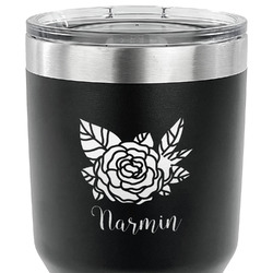 Watercolor Peonies 30 oz Stainless Steel Tumbler - Black - Single Sided (Personalized)