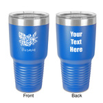 Watercolor Peonies 30 oz Stainless Steel Tumbler - Royal Blue - Double-Sided (Personalized)