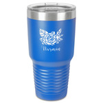 Watercolor Peonies 30 oz Stainless Steel Tumbler - Royal Blue - Single-Sided (Personalized)