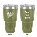 Watercolor Peonies 30 oz Stainless Steel Tumbler - Olive - Double-Sided (Personalized)