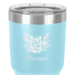 Watercolor Peonies 30 oz Stainless Steel Tumbler - Teal - Double-Sided (Personalized)