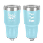 Watercolor Peonies 30 oz Stainless Steel Tumbler - Teal - Double-Sided (Personalized)