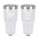 Watercolor Peonies 30 oz Stainless Steel Tumbler - White - Double-Sided (Personalized)