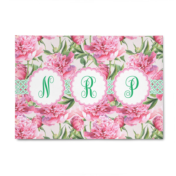 Custom Watercolor Peonies 4' x 6' Patio Rug (Personalized)