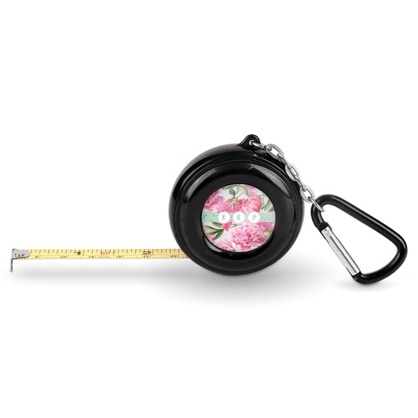 Custom Watercolor Peonies Pocket Tape Measure - 6 Ft w/ Carabiner Clip (Personalized)