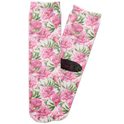 Watercolor Peonies Adult Crew Socks