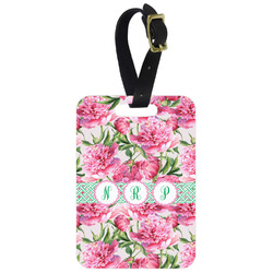 Watercolor Peonies Metal Luggage Tag w/ Multiple Names