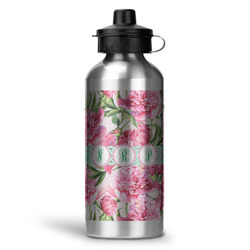 Watercolor Peonies Water Bottle - Aluminum - 20 oz (Personalized)