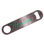 Watercolor Peonies Bar Bottle Opener - Silver w/ Multiple Names