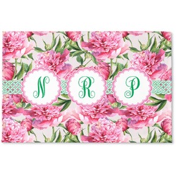 Watercolor Peonies Woven Mat (Personalized)