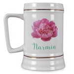 Watercolor Peonies Beer Stein (Personalized)