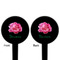 Watercolor Peonies Black Plastic 4" Food Pick - Round - Double Sided - Front & Back