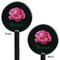 Watercolor Peonies Black Plastic 5.5" Stir Stick - Double Sided - Round - Front & Back