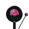 Watercolor Peonies Black Plastic 5.5" Stir Stick - Round - Closeup