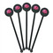 Watercolor Peonies Black Plastic 5.5" Stir Stick - Round - Fan View