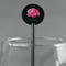 Watercolor Peonies Black Plastic 5.5" Stir Stick - Round - Main