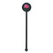 Watercolor Peonies Black Plastic 5.5" Stir Stick - Round - Single Stick