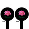 Watercolor Peonies Black Plastic 6" Food Pick - Round - Double Sided - Front & Back