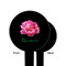 Watercolor Peonies Black Plastic 6" Food Pick - Round - Single Sided - Front & Back