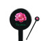 Watercolor Peonies Black Plastic 7" Stir Stick - Round - Closeup