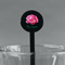 Watercolor Peonies Black Plastic 7" Stir Stick - Round - Main