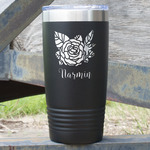 Watercolor Peonies 20 oz Stainless Steel Tumbler - Black - Double Sided (Personalized)