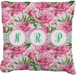 Watercolor Peonies Faux-Linen Throw Pillow 16" (Personalized)