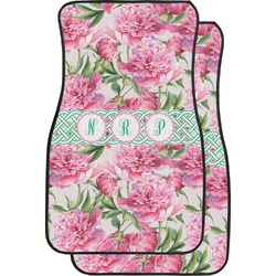 Watercolor Peonies Car Floor Mats (Front Seat) (Personalized)