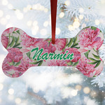 Watercolor Peonies Ceramic Dog Ornament w/ Multiple Names