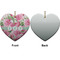 Watercolor Peonies Ceramic Flat Ornament - Heart Front & Back (APPROVAL)