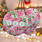 Watercolor Peonies Ceramic Ornament w/ Multiple Names