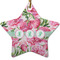 Watercolor Peonies Ceramic Flat Ornament - Star (Front)