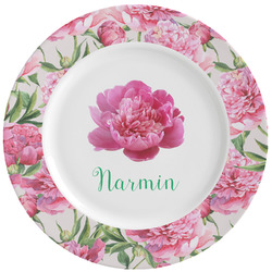 Watercolor Peonies Ceramic Dinner Plates (Set of 4) (Personalized)