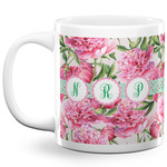 Watercolor Peonies 20 Oz Coffee Mug - White (Personalized)