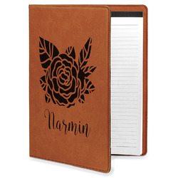 Watercolor Peonies Leatherette Portfolio with Notepad (Personalized)