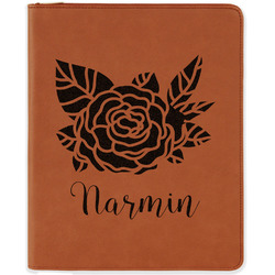 Watercolor Peonies Leatherette Zipper Portfolio with Notepad - Double Sided (Personalized)