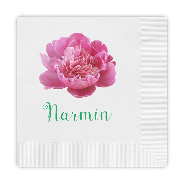 Custom Watercolor Peonies Embossed Decorative Napkins (Personalized)