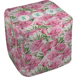 Watercolor Peonies Cube Pouf Ottoman - 13" (Personalized)