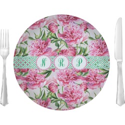 Watercolor Peonies 10" Glass Lunch / Dinner Plates - Single or Set (Personalized)