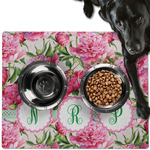 Watercolor Peonies Dog Food Mat - Large w/ Multiple Names