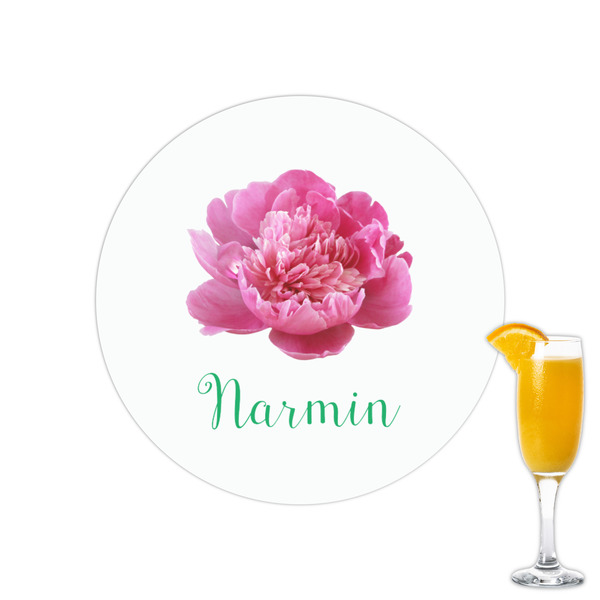 Custom Watercolor Peonies Printed Drink Topper - 2.15" (Personalized)