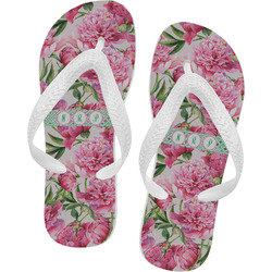 Watercolor Peonies Flip Flops - Large (Personalized)