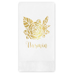 Watercolor Peonies Guest Napkins - Foil Stamped (Personalized)