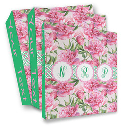 Watercolor Peonies 3 Ring Binder - Full Wrap (Personalized)