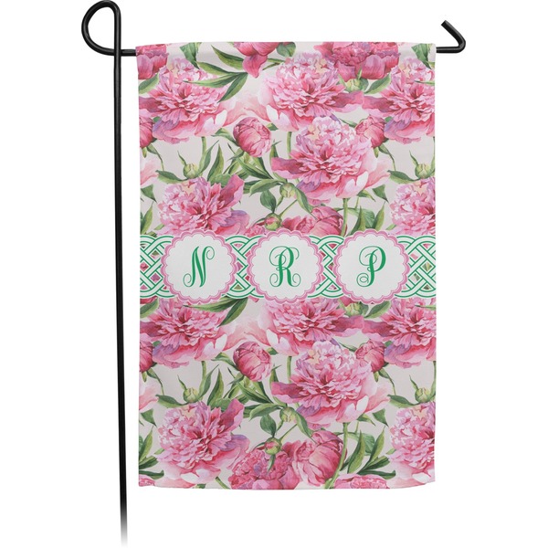 Custom Watercolor Peonies Small Garden Flag - Double Sided w/ Multiple Names