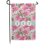 Watercolor Peonies Small Garden Flag - Single Sided w/ Multiple Names